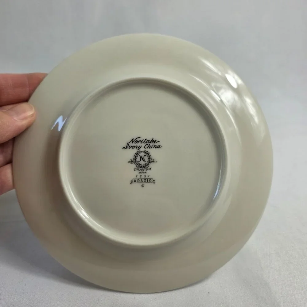 THREE Noritake Adagio Salad Plates Ivory with Floral Spray on Rim